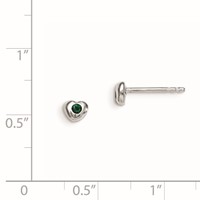 Sterling Silver Madi K Rhodium-plated Polished May Green Preciosa Crystal Heart Post Earrings view 2