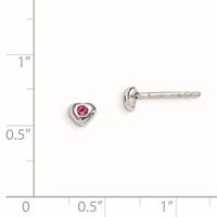 Sterling Silver Madi K Rhodium-plated Polished October Pink Preciosa Crystal Heart Post Earrings view 2