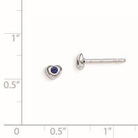 Sterling Silver Madi K Rhodium-plated Polished September Blue Preciosa Crystal Heart Post Earrings view 2