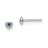 Sterling Silver Madi K Rhodium-plated Polished September Blue Preciosa Crystal Heart Post Earrings view 1