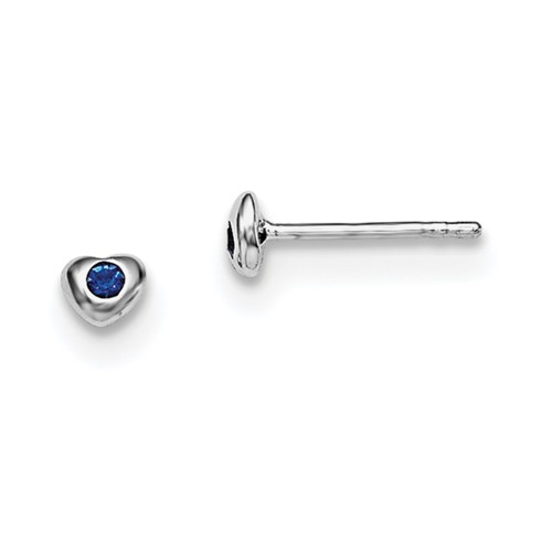Sterling Silver Madi K Rhodium-plated Polished September Blue Preciosa Crystal Heart Post Earrings