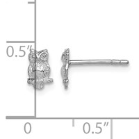 Sterling Silver Rhodium-plated Polished & Textured Owl Petite Post Earrings view 4