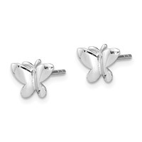 Sterling Silver Rhodium-plated Polished Petite Butterfly Post Earrings view 2