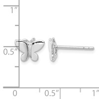 Sterling Silver Rhodium-plated Polished Petite Butterfly Post Earrings view 4