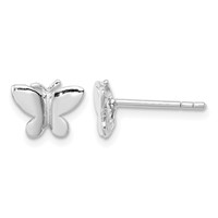 Sterling Silver Rhodium-plated Polished Petite Butterfly Post Earrings view 1