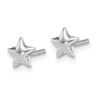 Sterling Silver Rhodium-plated Polished Star Children's Post Earrings view 2