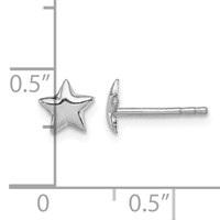 Sterling Silver Rhodium-plated Polished Star Children's Post Earrings view 4