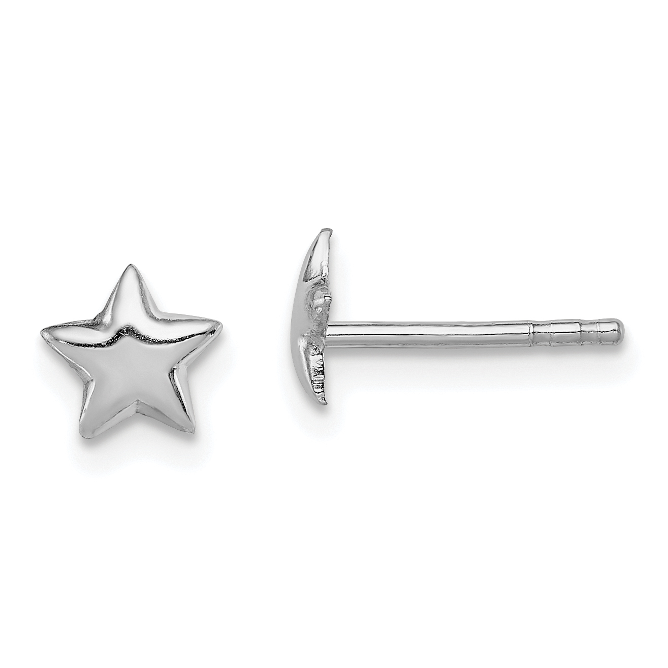 Sterling Silver Rhodium-plated Polished Star Children's Post Earrings (QE11252)