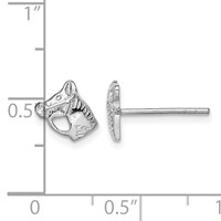 Sterling Silver Rhodium-plated Polished & Textured Horse Head Post Earrings view 4