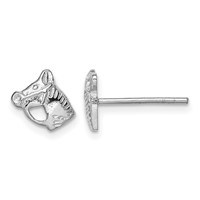 Sterling Silver Rhodium-plated Polished & Textured Horse Head Post Earrings view 1