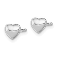 Sterling Silver Rhodium-plated Polished Petite Heart Post Earrings view 2
