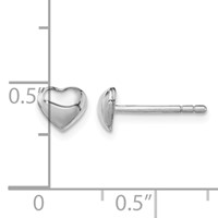 Sterling Silver Rhodium-plated Polished Petite Heart Post Earrings view 4