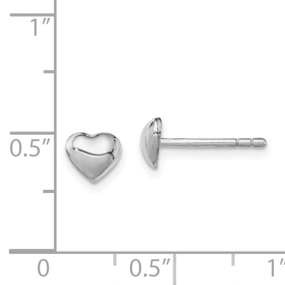 Sterling Silver Rhodium-plated Polished Heart Children's Post Earrings