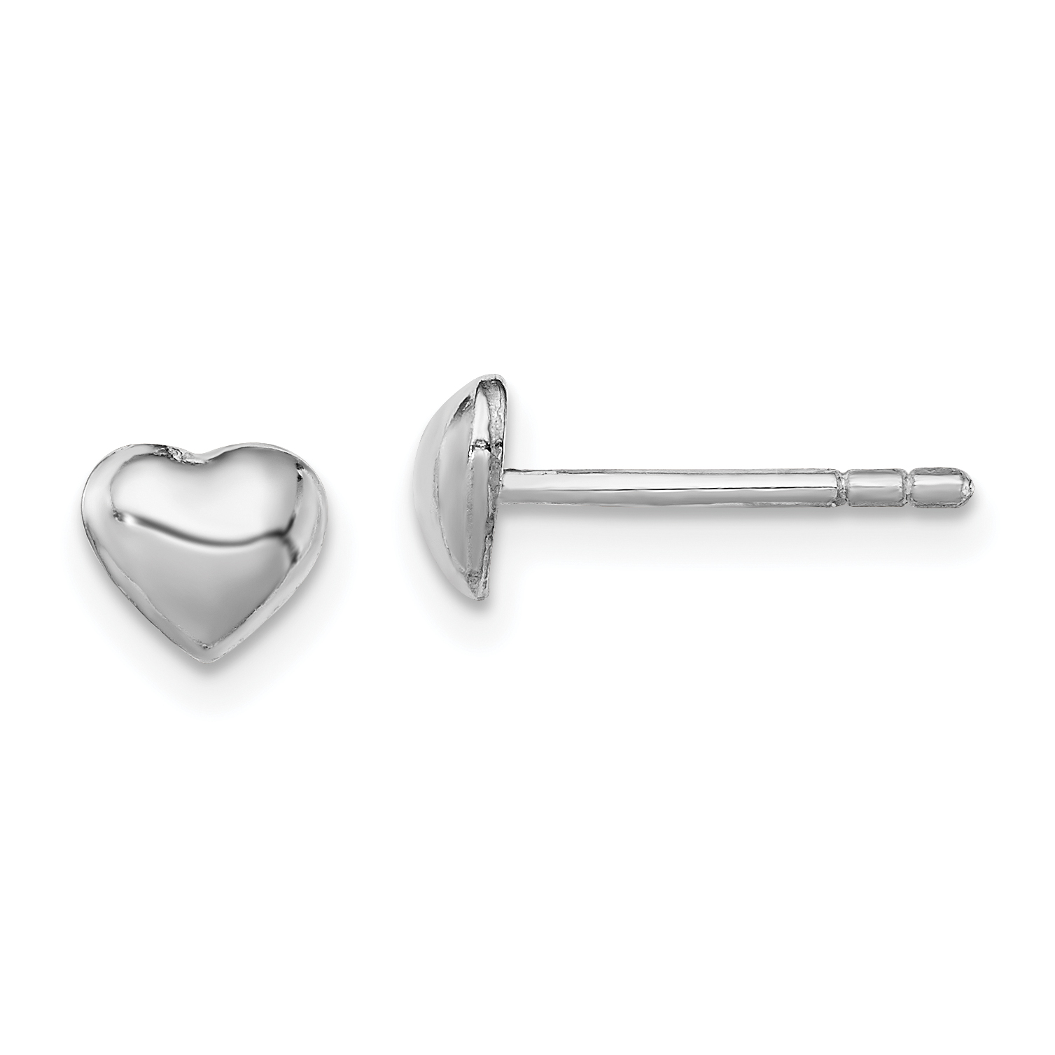 Sterling Silver Rhodium-plated Polished Heart Children's Post Earrings (QE11256)
