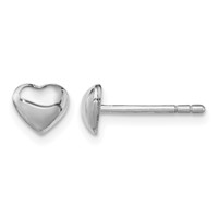 Sterling Silver Rhodium-plated Polished Petite Heart Post Earrings view 1
