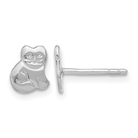 Sterling Silver Rhodium-plated Polished Cat Post Earrings view 1