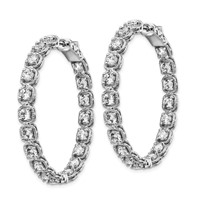 Sterling Shimmer Sterling Silver Rhodium-plated 38 Stone 3mm CZ in and Out Round Hinged Hoop Earrings view 2