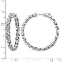 Sterling Shimmer Sterling Silver Rhodium-plated 38 Stone 3mm CZ in and Out Round Hinged Hoop Earrings view 4