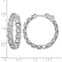 Sterling Shimmer Sterling Silver Rhodium-plated 26 Stone 3mm CZ in and Out Round Hinged Hoop Earrings view 4