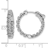 Sterling Shimmer Sterling Silver Rhodium-plated 26 Stone 1.3mm CZ in and Out Round Hinged Hoop Earrings view 4