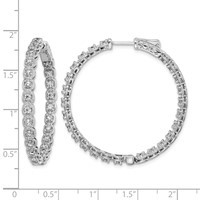 Sterling Shimmer Sterling Silver Rhodium-plated 50 Stone 2.0mm CZ in and Out Round Hinged Hoop Earrings view 4
