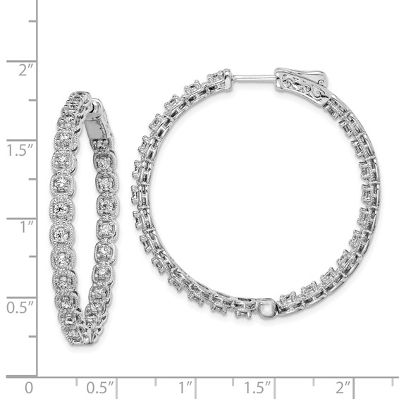 Sterling Silver 2mm CZ Hinged Hoops