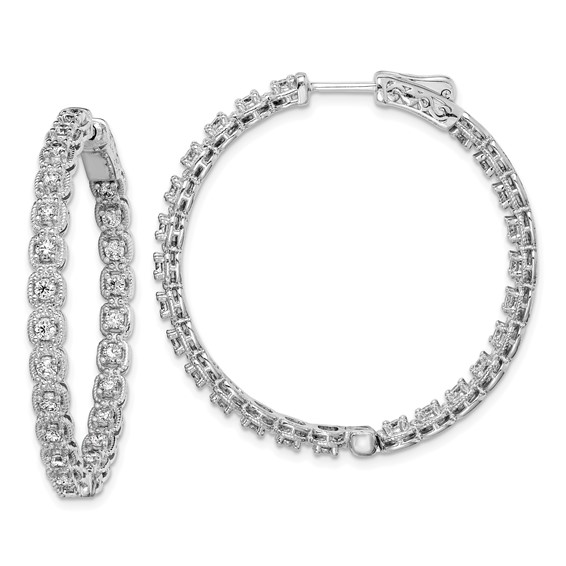 Sterling Silver 2mm CZ Hinged Hoops