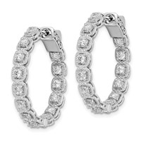 Sterling Shimmer Sterling Silver Rhodium-plated 28 Stone 2.5mm CZ in and Out Round Hinged Hoop Earrings view 2