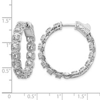 Sterling Shimmer Sterling Silver Rhodium-plated 28 Stone 2.5mm CZ in and Out Round Hinged Hoop Earrings view 4