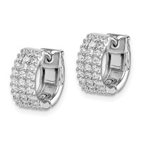 Sterling Shimmer Sterling Silver Rhodium-plated 54 Stone 1.3mm CZ Hinged Hoop Earrings view 2