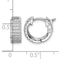 Sterling Shimmer Sterling Silver Rhodium-plated 54 Stone 1.3mm CZ Hinged Hoop Earrings view 4