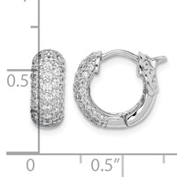 Sterling Shimmer Sterling Silver Rhodium-plated 82 Stone Pavé CZ Hinged Hoop Earrings view 4