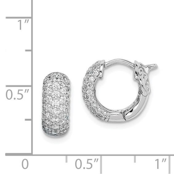 Sterling Shimmer Sterling Silver Rhodium-plated 82 Stone Pavé CZ Hinged Hoop Earrings