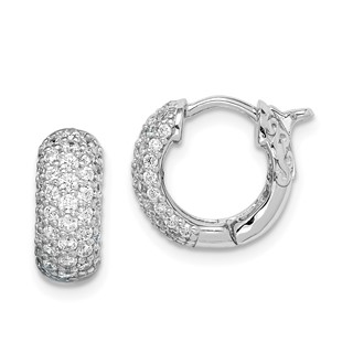 Sterling Shimmer Sterling Silver Rhodium-plated 82 Stone Pavé CZ Hinged Hoop Earrings