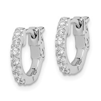 Sterling Shimmer Sterling Silver Rhodium-plated 14 Stone CZ Hinged Hoop Earrings view 2