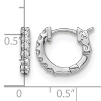 Sterling Shimmer Sterling Silver Rhodium-plated 14 Stone CZ Hinged Hoop Earrings view 4