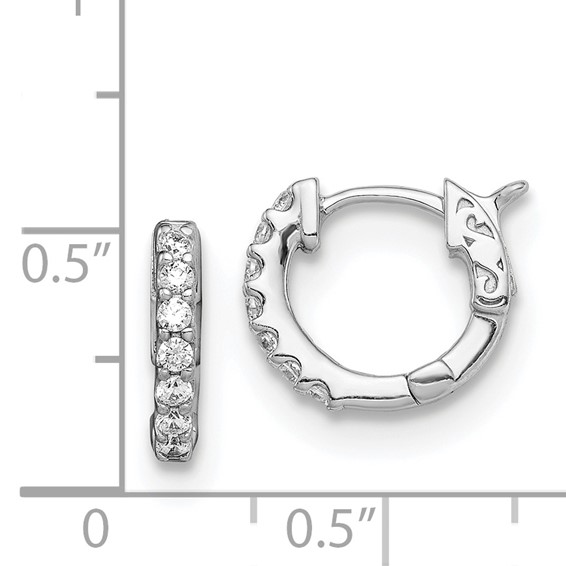 Sterling Silver CZ Hinged Hoops