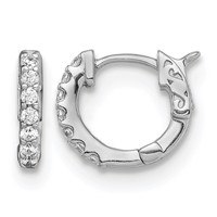 Sterling Shimmer Sterling Silver Rhodium-plated 14 Stone CZ Hinged Hoop Earrings view 1