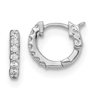 Sterling Silver CZ Hinged Hoops