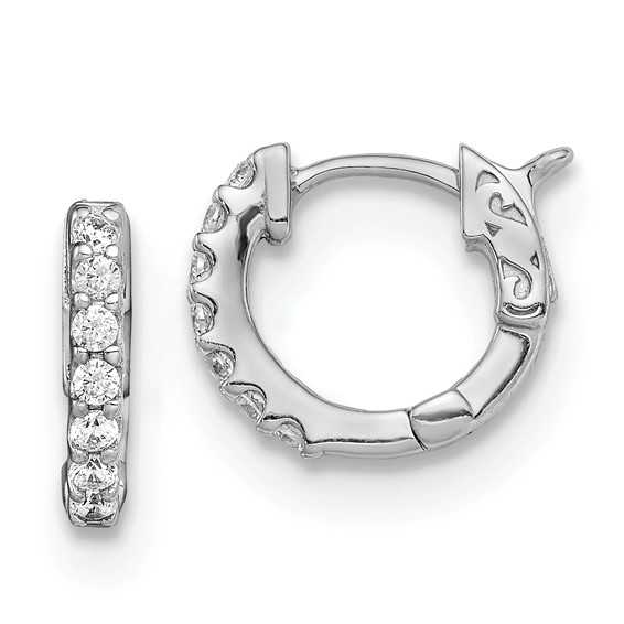 Sterling Silver CZ Hinged Hoops