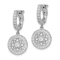 Sterling Shimmer Sterling Silver Rhodium-plated 60 Stone CZ Fancy Dangle Hinged Hoop Earrings view 2