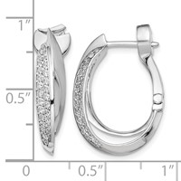 Sterling Shimmer Sterling Silver Rhodium-plated 56 Stone Pavé CZ Double Twisted Oval Hinged Hoop Earrings view 4