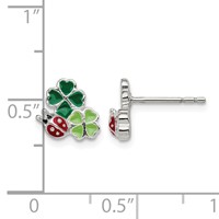 Sterling Silver Enameled Ladybug & Two Clovers Post Earrings view 4