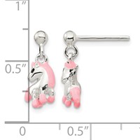 Sterling Silver Polished Pink & Black Enameled Horse Post Dangle Earrings view 4