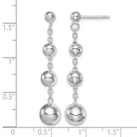 Sterling Silver Rhod-plated Polished Graduated Beaded Post Dangle Earrings view 4