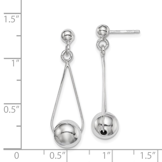 Sterling Silver Rhodium-plated Post Dangle Earrings