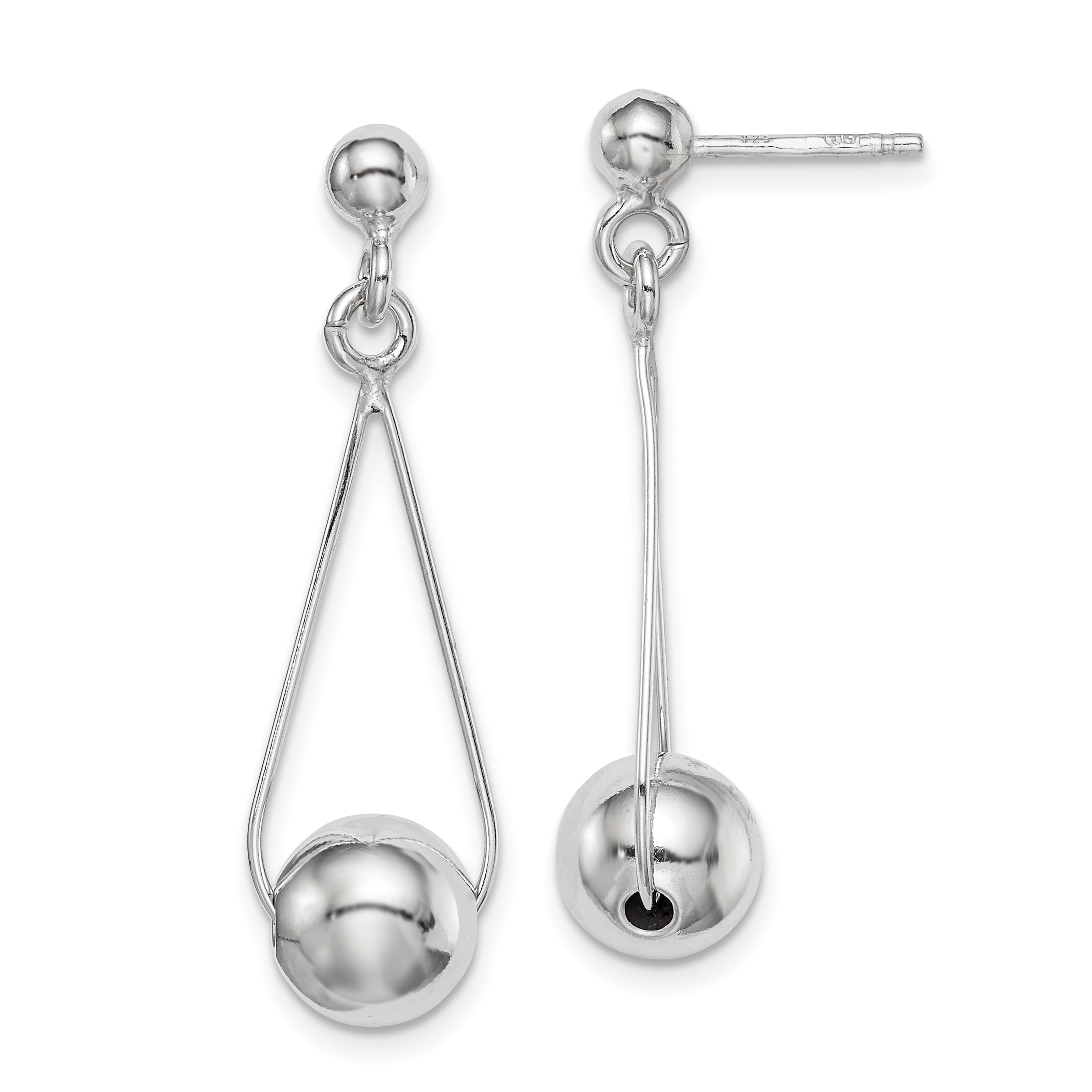 Sterling Silver Rhodium-plated Post Dangle Earrings (QE11368)