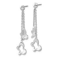 Sterling Silver Polished & Textured Butterfly Dangle Earrings view 2