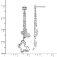 Sterling Silver Polished & Textured Butterfly Dangle Earrings view 3