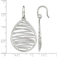 Sterling Silver Rhod-pltd Polished Textured Teardrop Dangle Earrings view 4